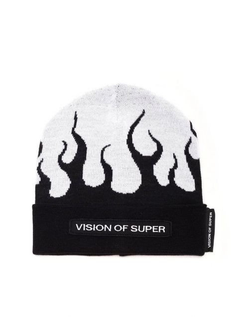 BEANIE WITH WHITE FLAMES