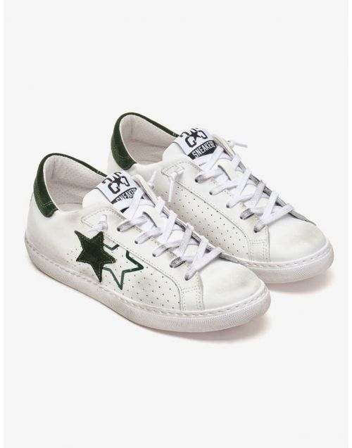 Sneakers 2Star con dettagli scamosciati 2SU3430-035 Bianco-Verdone fronte