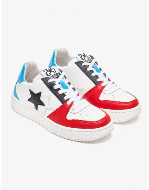 Sneakers 2Star in pelle di vari colori 2SU3472-150 Bianco-Rosso-Nero-Turchese fronte