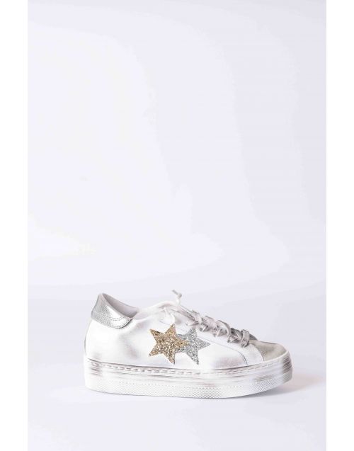 Sneakers 2Star donna platform con stelle metallizzate