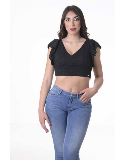 Guess crop top Hatice in broderie anglaise