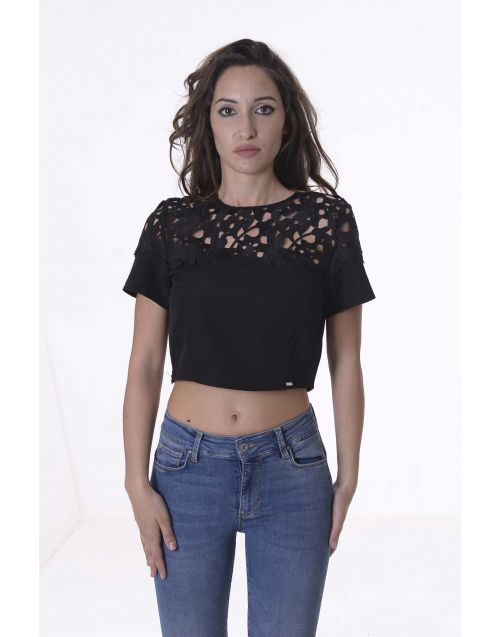 Fracomina crop top with embroidery
