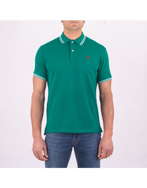Peuterey green polo shirt in cotton