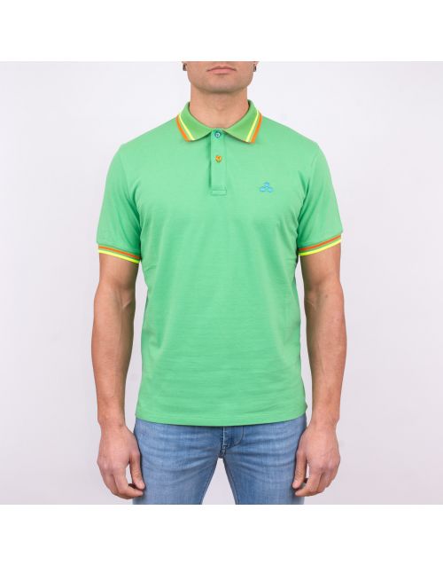 Peuterey green polo shirt with contrasting details