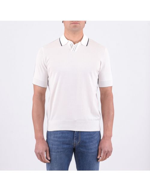 Paolo Pecora Milano polo shirt in cream with contrasting details