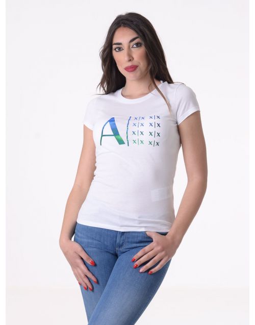 T-Shirt Armani Exchange con stampa logo iridescente