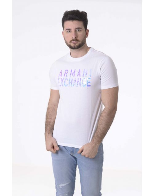 T-Shirt Armani Exchange con logo metallizzato