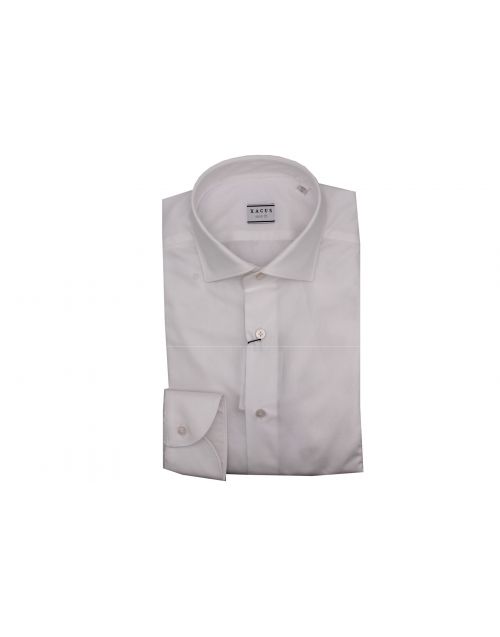 Camicia Xacus Tailor Fit con colletto alla francese e piences Bianco