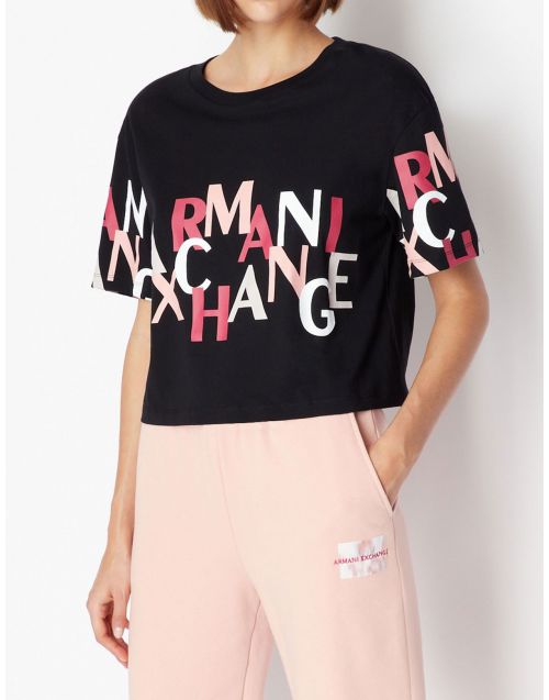 T-shirt Armani Exchange logo multicolore 3RYTEH YJ8QZ Black