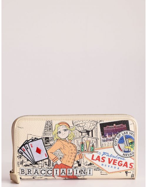 Portafoglio con zip Braccialini Cartoline Las Vegas B17378_126 UNICO