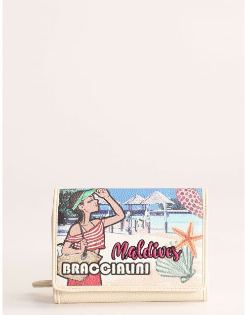 Portafoglio Braccialini Cartoline Maldives portamonete esterno B17632 UNICO
