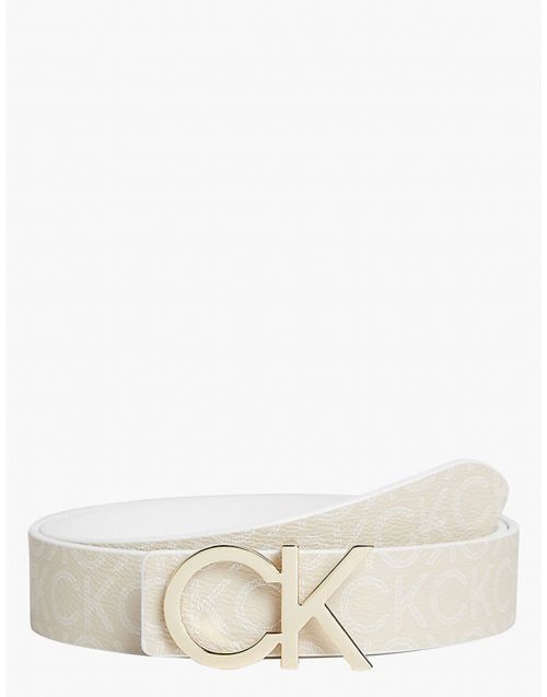 Cintura Calvin Klein reversibile con monogramma K60K609564 White-Sand fronte