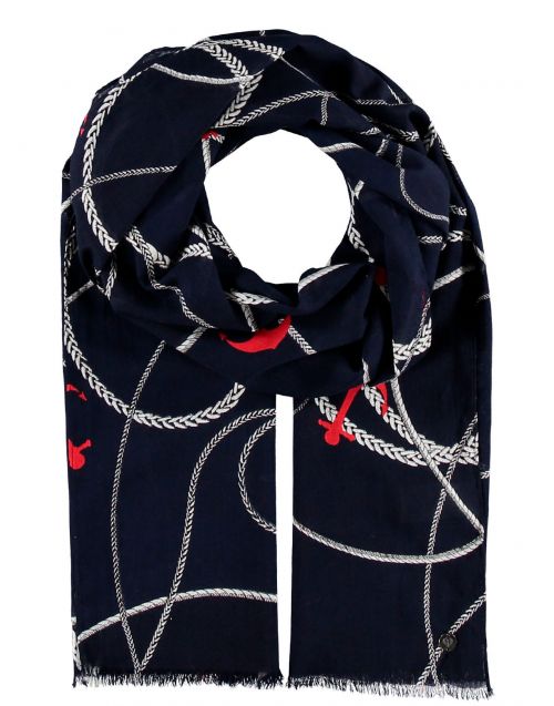 Sciarpa Fraas in cotone stampa ancora 623845 NAVY