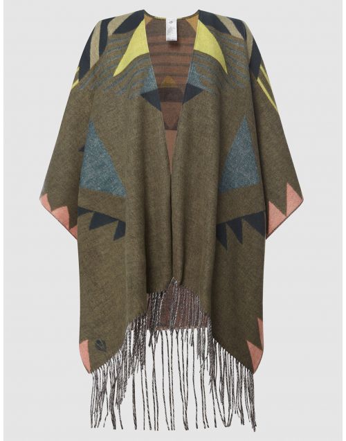 Poncho Fraas Cashmink stampa astratta 644002 OLIVE