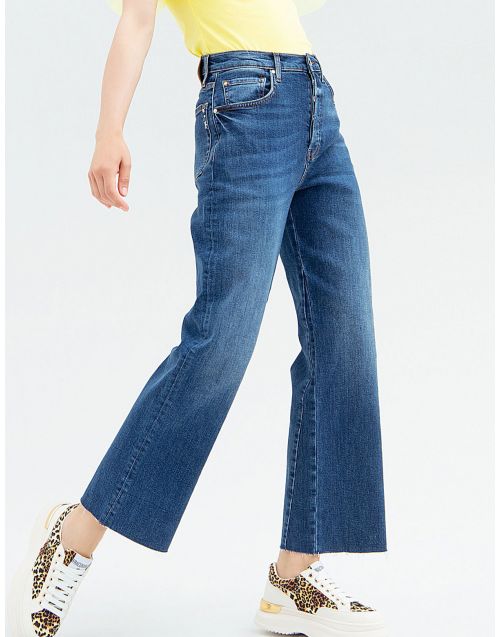Jeans culotte wide Fracomina in denim con lavaggio medio FP22SV2006D42002