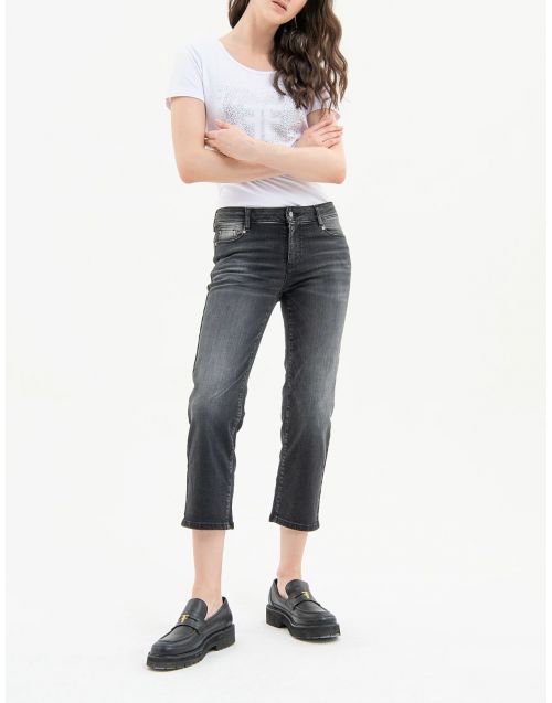 Jeans cropped effetto push up Fracomina in denim FP23WV8010D40804 vintage black fronte