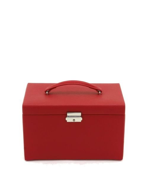 Friedrich Lederwaren jewellery case with handle and 3 drawers Red