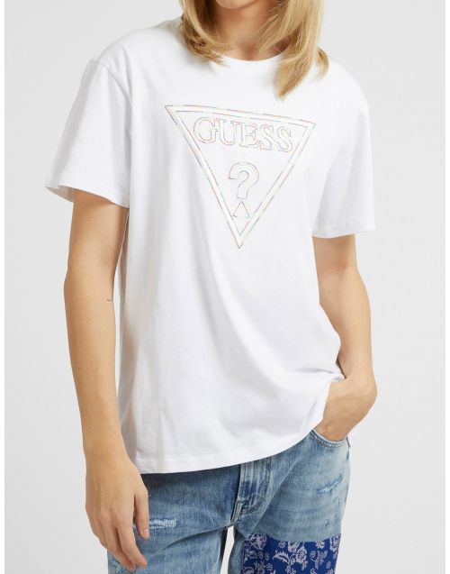 T-shirt Guess logo triangolo ricamato