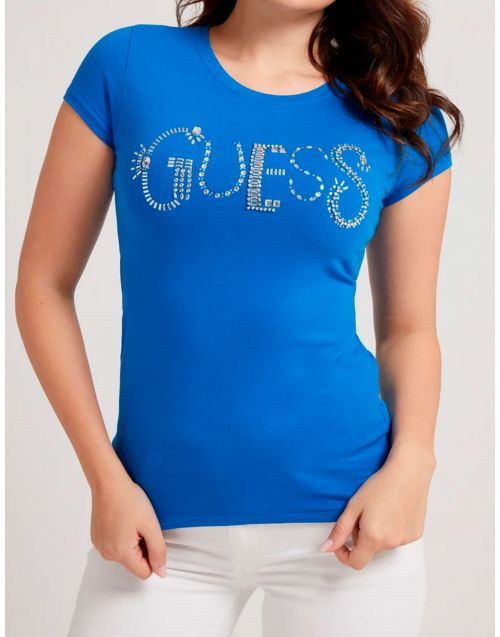 T-Shirt Guess con logo gioiello W1RI01 KA0Q0 Atmosphere-Blue