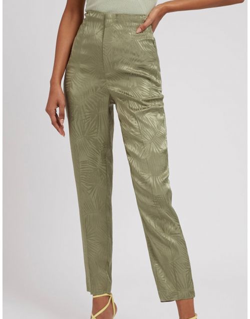 Pantaloni Guess in tessuto jacquard W2GB30WEJZ0 Lichen-Leaf-Green fronte