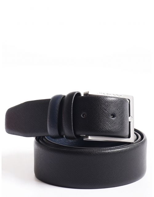 Cintura Piquadro reversibile in saffiano CU5922C86 Nero/Blu