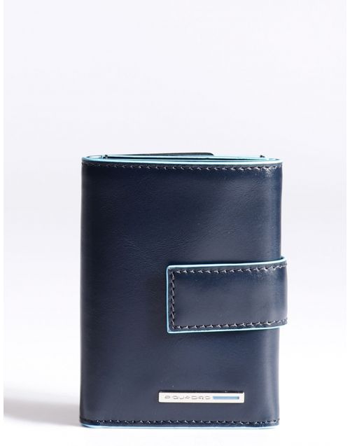 Portafoglio Piquadro Blue Square tascabile con bottoncino PU5957B2R Blu