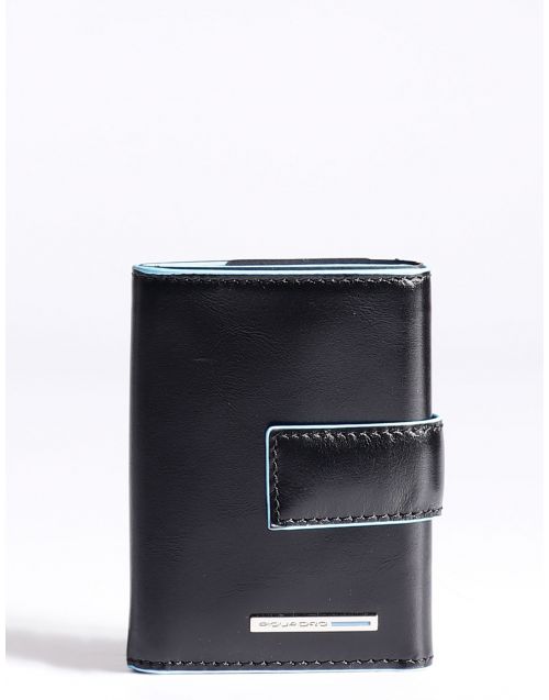 Portafoglio Piquadro Blue Square tascabile con bottoncino PU5957B2R Nero