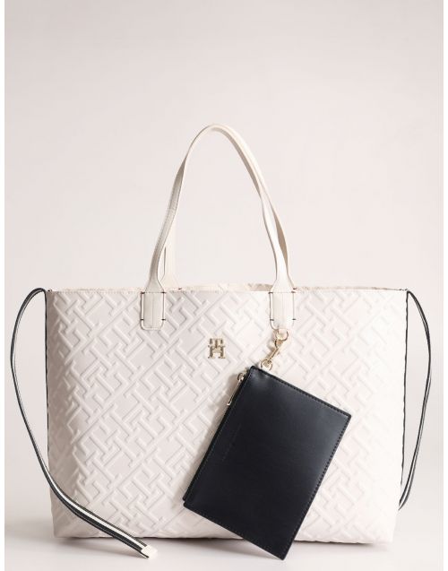 Shopping bag Tommy Hilfiger Iconic con pochette AW0AW14768 Weathered White