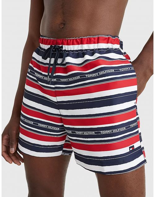 Costume shorts Tommy Hilfiger Beachwear con lacci UM0UM02479 Hil-Chalk-Stripe-Branded fronte