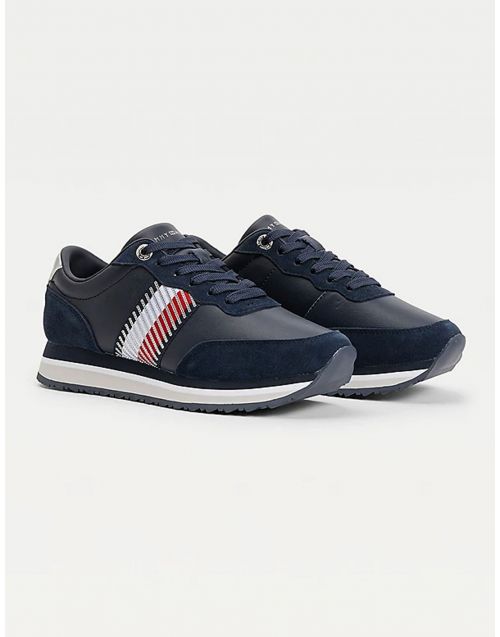 Sneakers in pelle Tommy Hilfiger con paillettes FW0FW06077 fronte