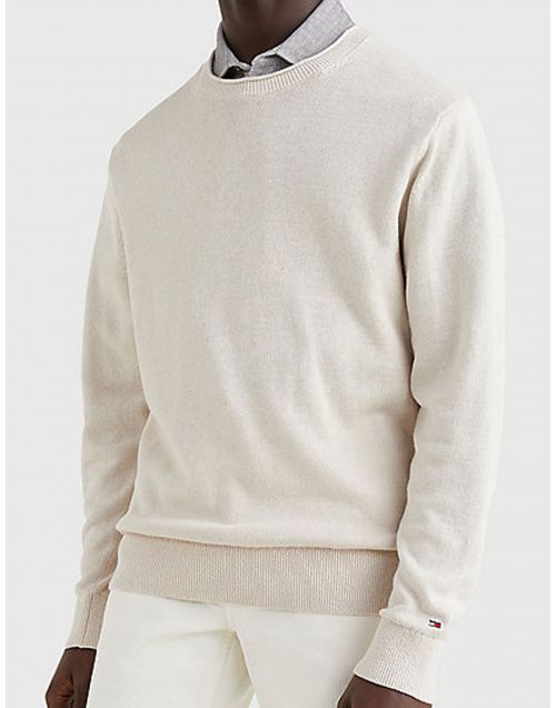 Pullover Tommy Hilfiger in misto lino MW0MW22813 Feather-White fronte