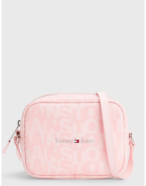 Tracollina Tommy Jeans camera bag con pattern logato AW0AW14550 Logomania-Pink