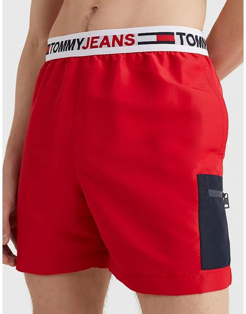 Costume shorts Tommy Jeans Beachwear media lunghezza UM0UM02490 Primary-Red fronte