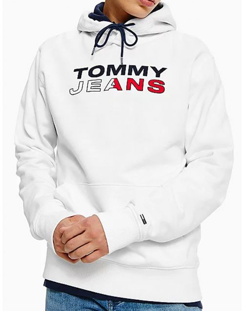 Felpa Tommy Jeans con logo frontale DM0DM12375 White fronte