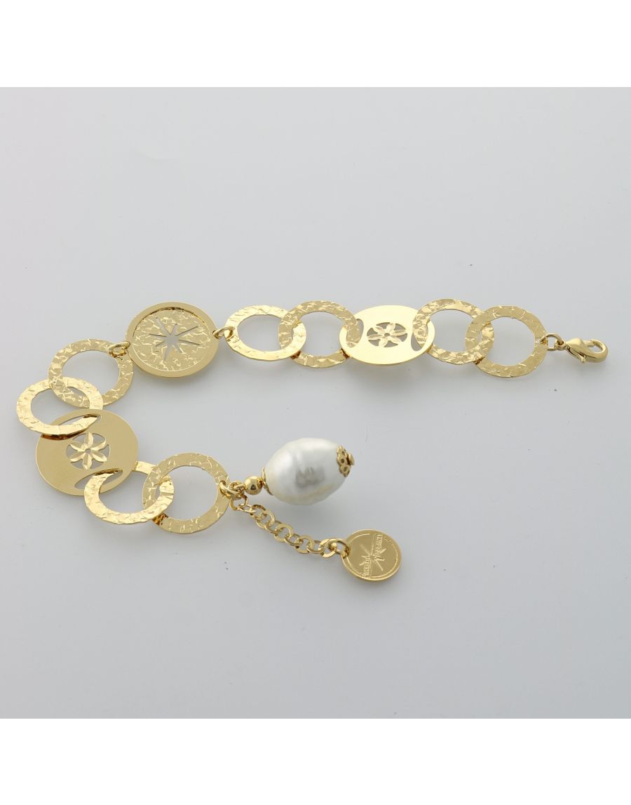 Lorenzo Ungari Ungarite bracelet with circles and pearl   Scalia Group